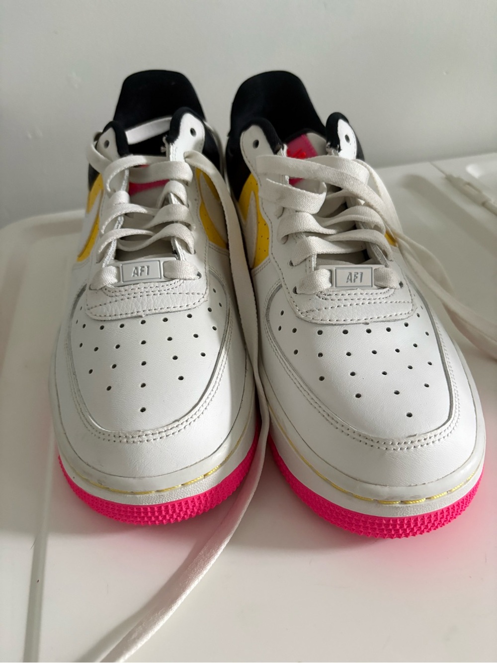 Nike Air Force 1 Low White with Pink and Yellow Accents